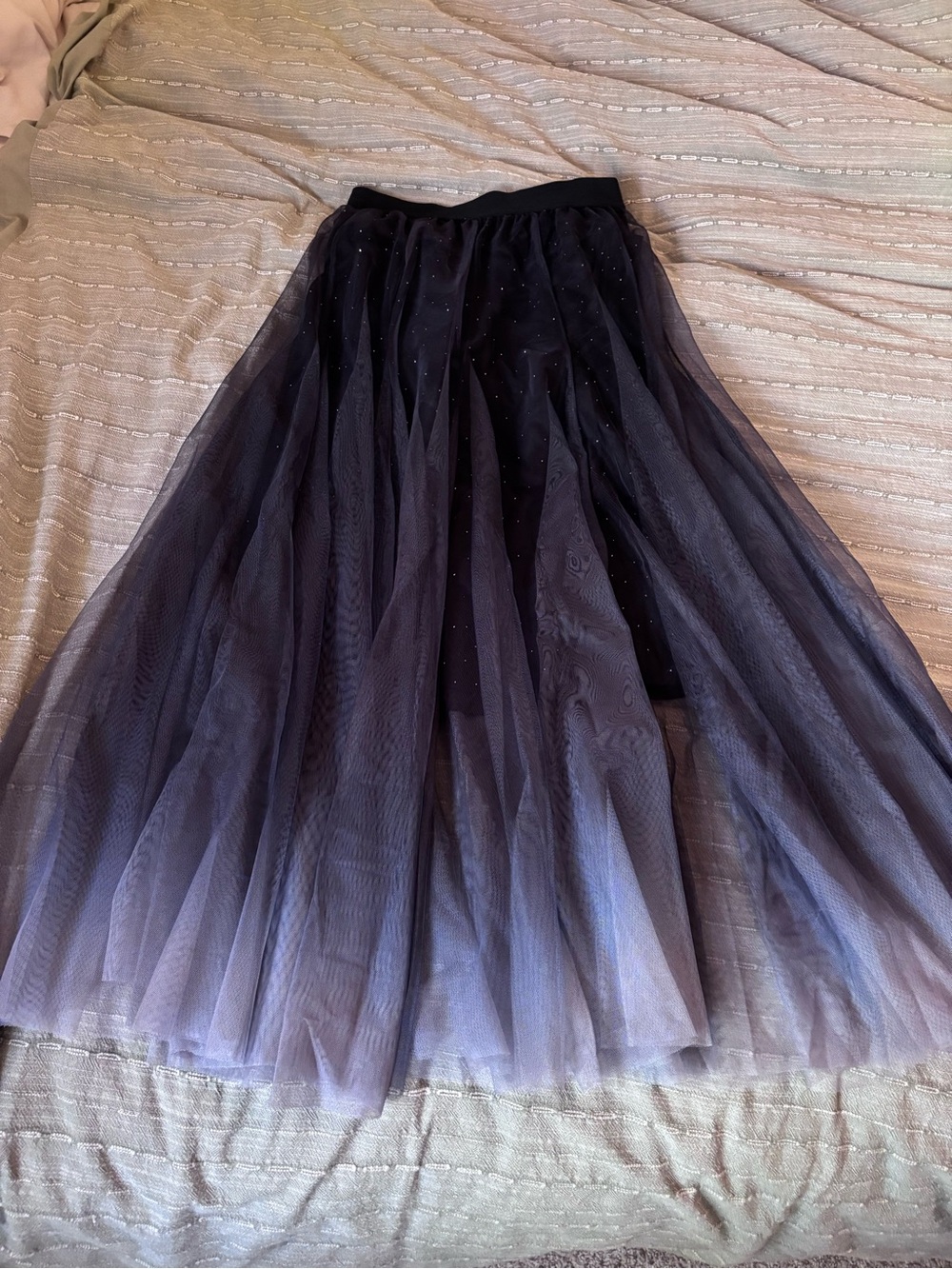 WAY Wonderful and Young Women's Tulle Midi Skirt in Black and silver